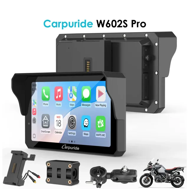 Carpuride W602S Pro pantalla moto 6" CarPlay inalámbrico