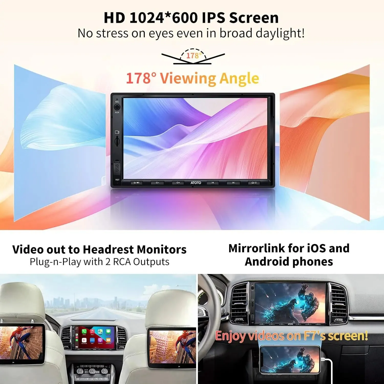 ATOTO F7WE F7G2A7WE autorradio 2DIN 7" Carplay táctil