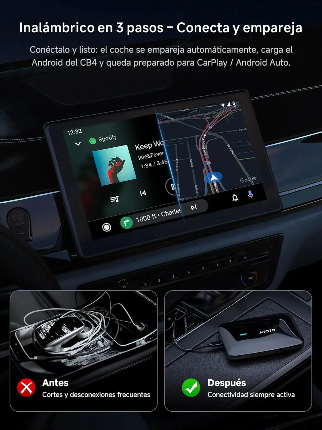 ATOTO CB4 CB4A adaptador CarPlay inalámbrico