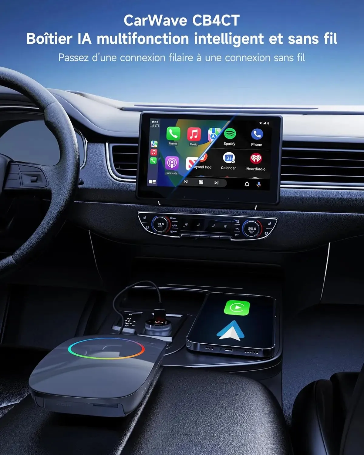 ATOTO CB4 CB4CT Adaptador CarPlay AI Box 2+16GB Gris