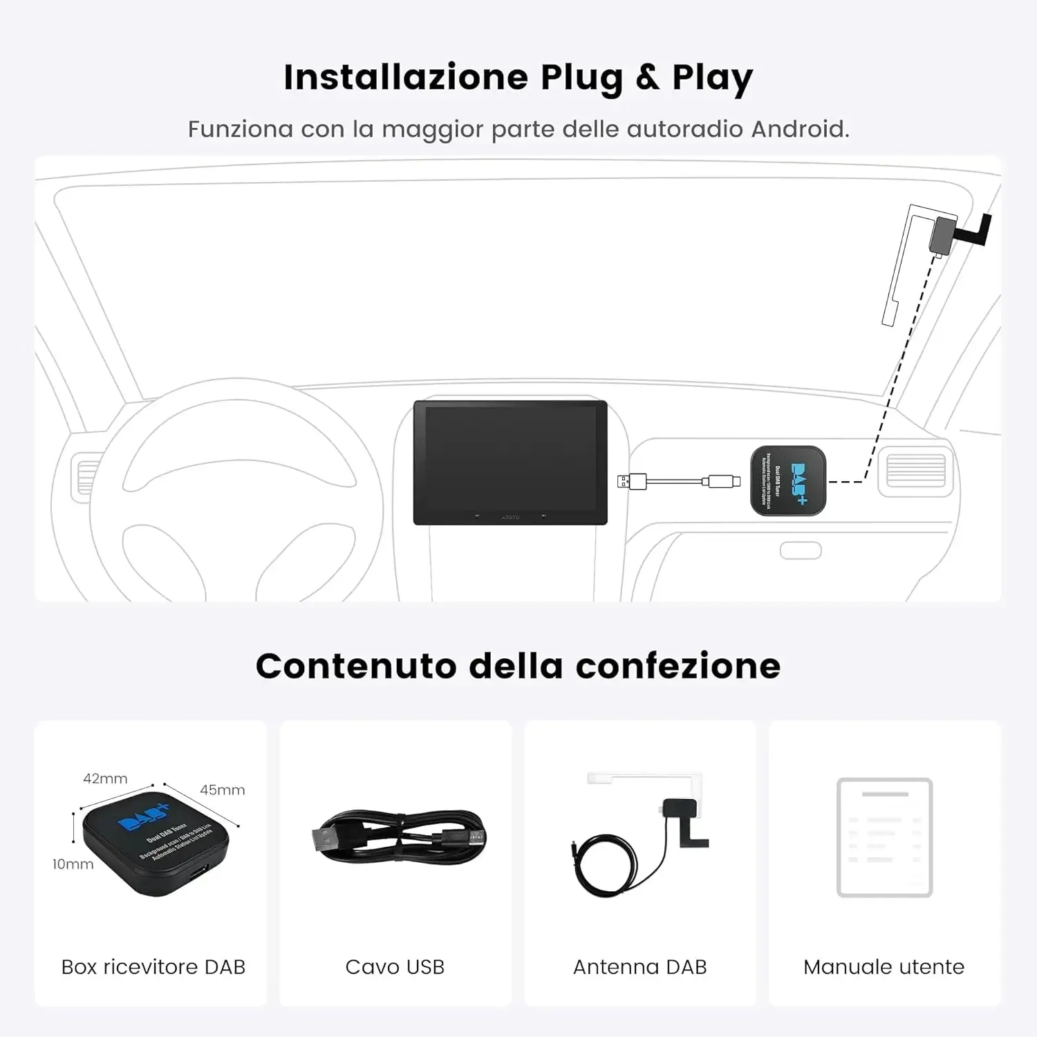 ATOTO A5 AC-4475 receptor DAB+ para A5 A6 S8
