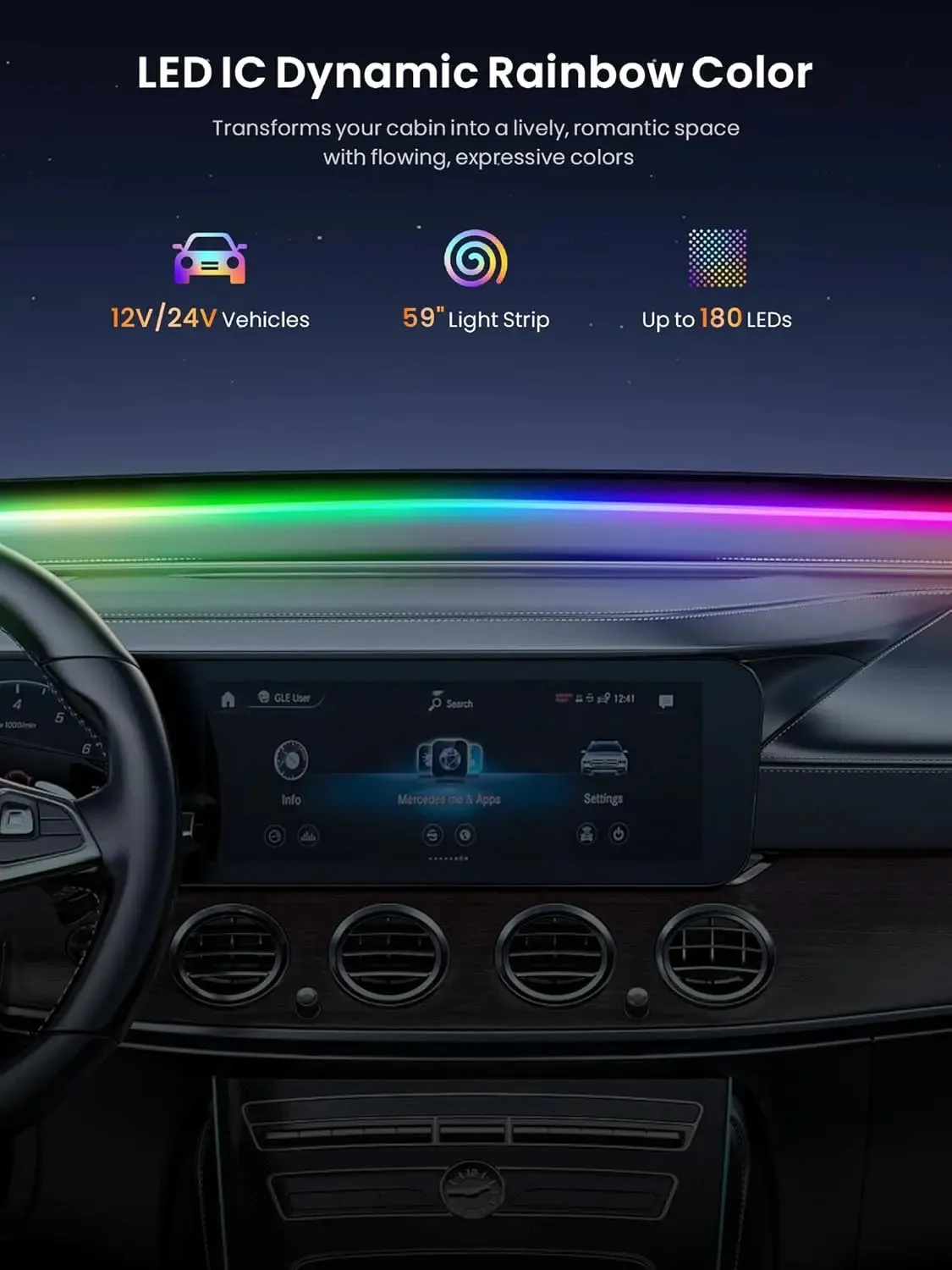 ATOTO S8 tira led interior coche 4,9 ft RGB