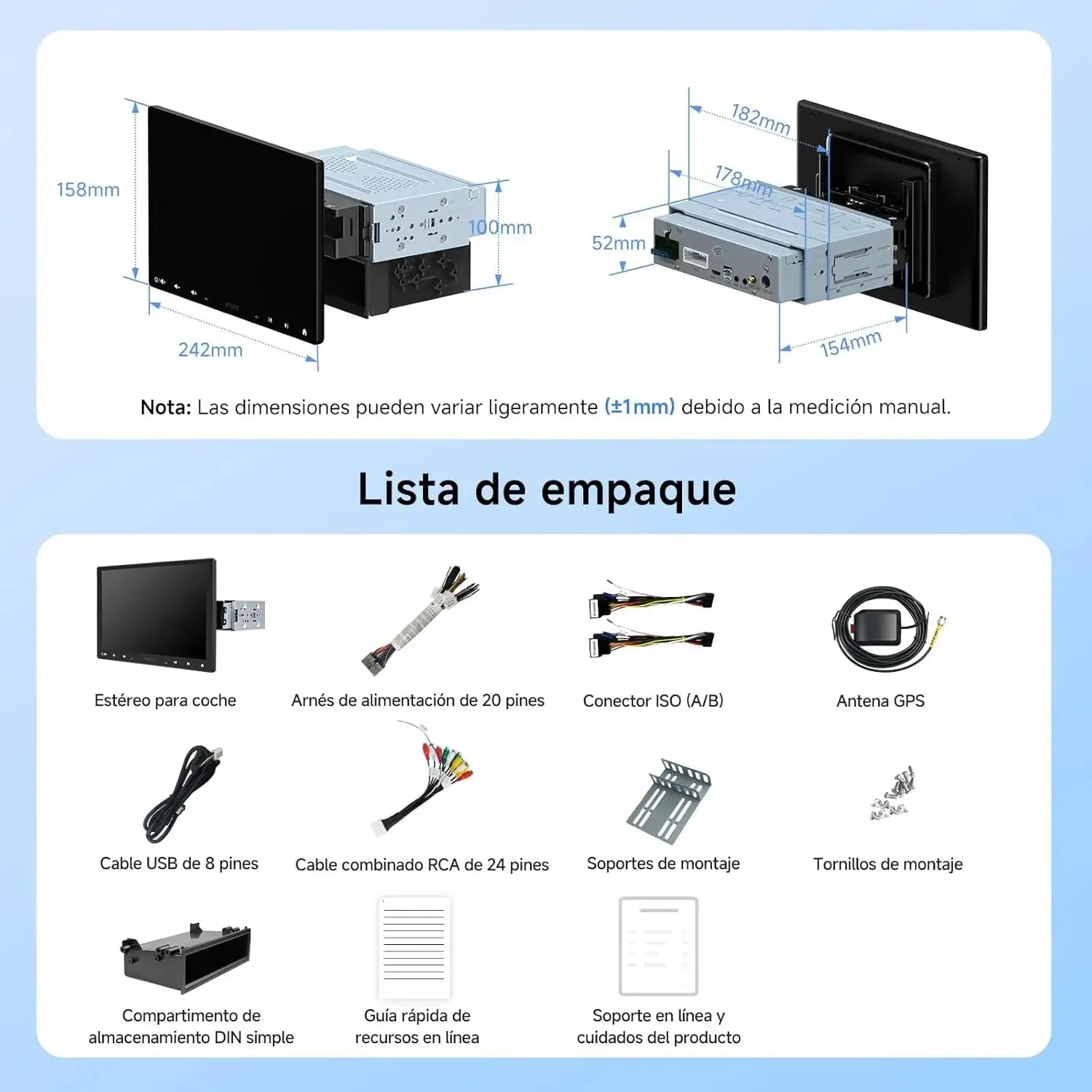 ATOTO A5L A5LG110T autorradio 10 pulgadas pantalla flotante
