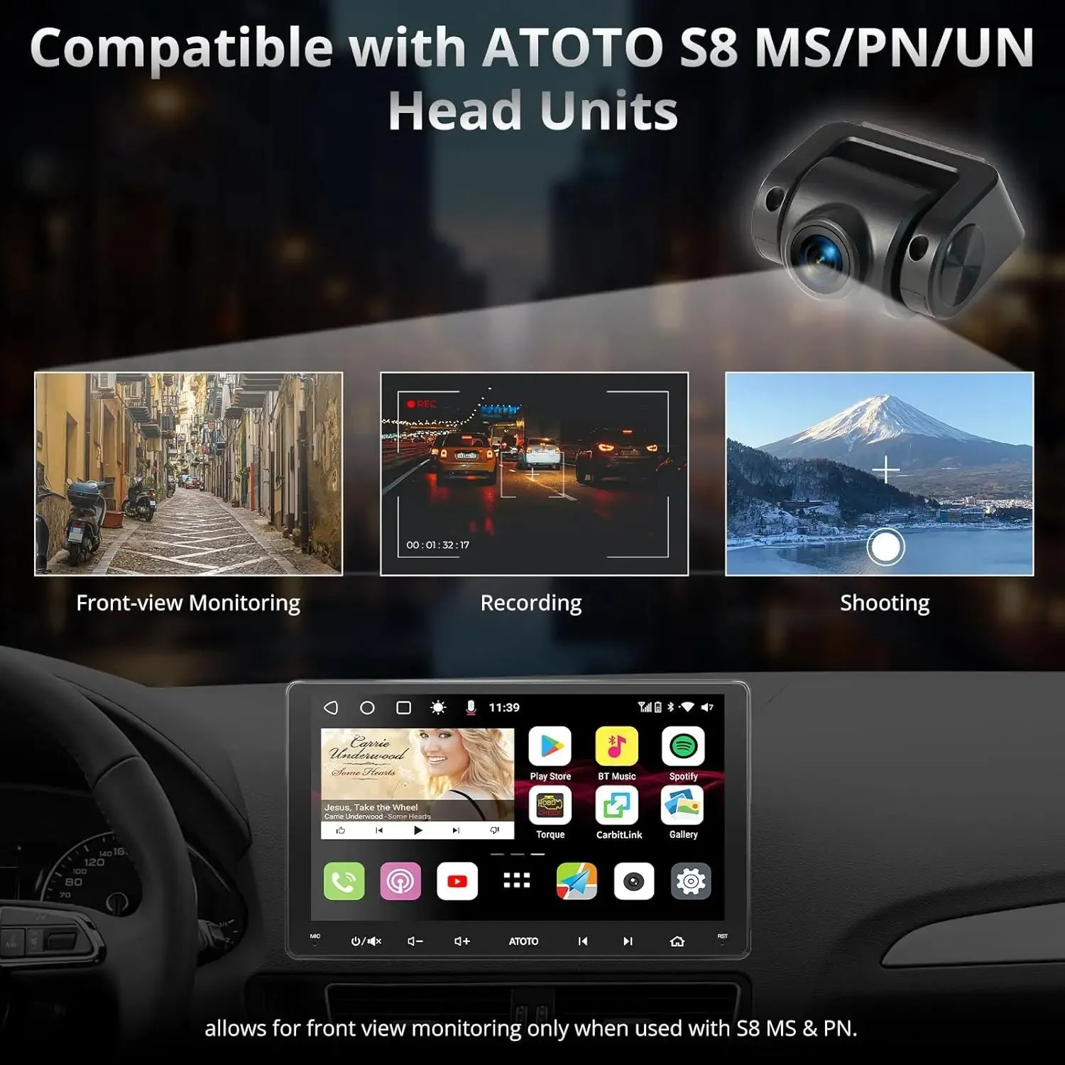 ATOTO AC-FCR04W dashcam 1080P 150° compatible S8