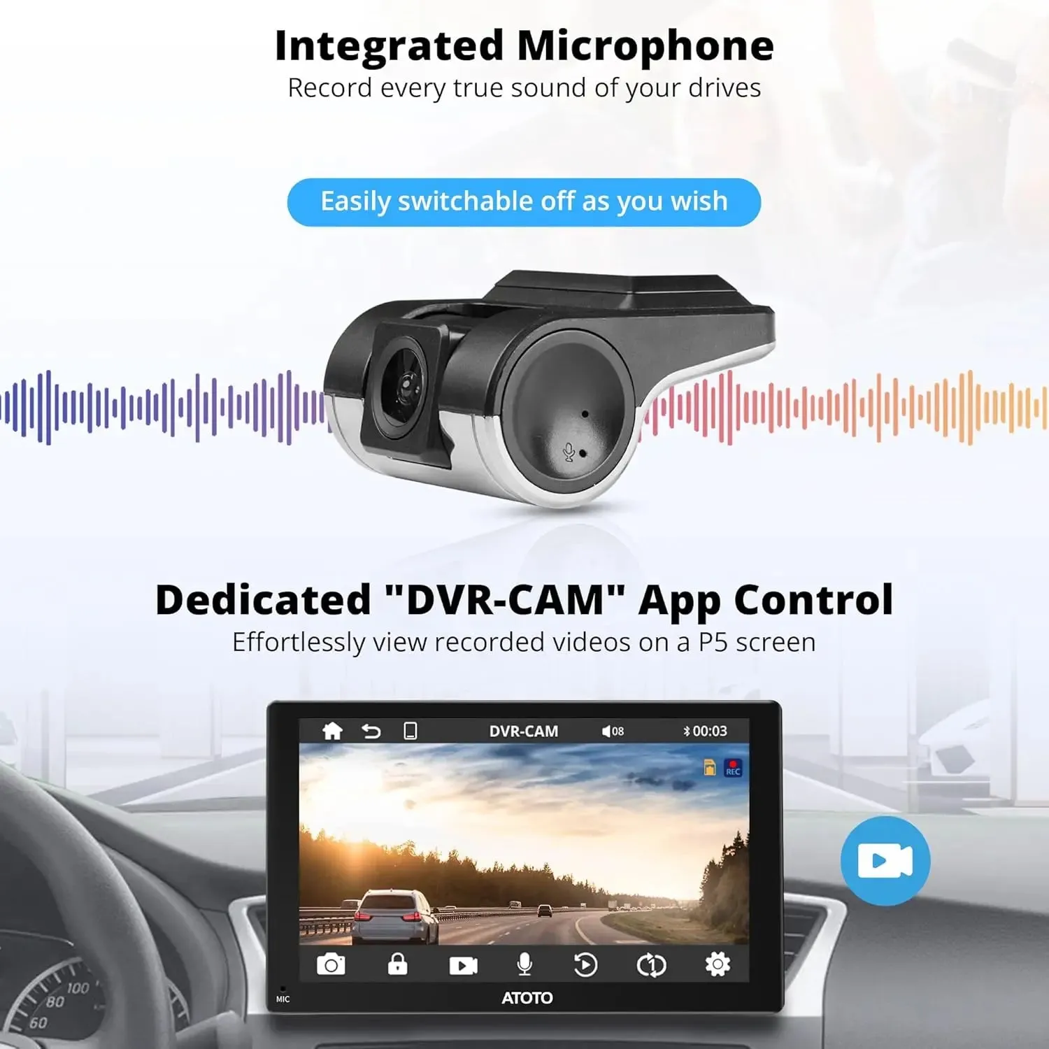 ATOTO P5 AC-44P4 dashcam 720p 140° 32 GB