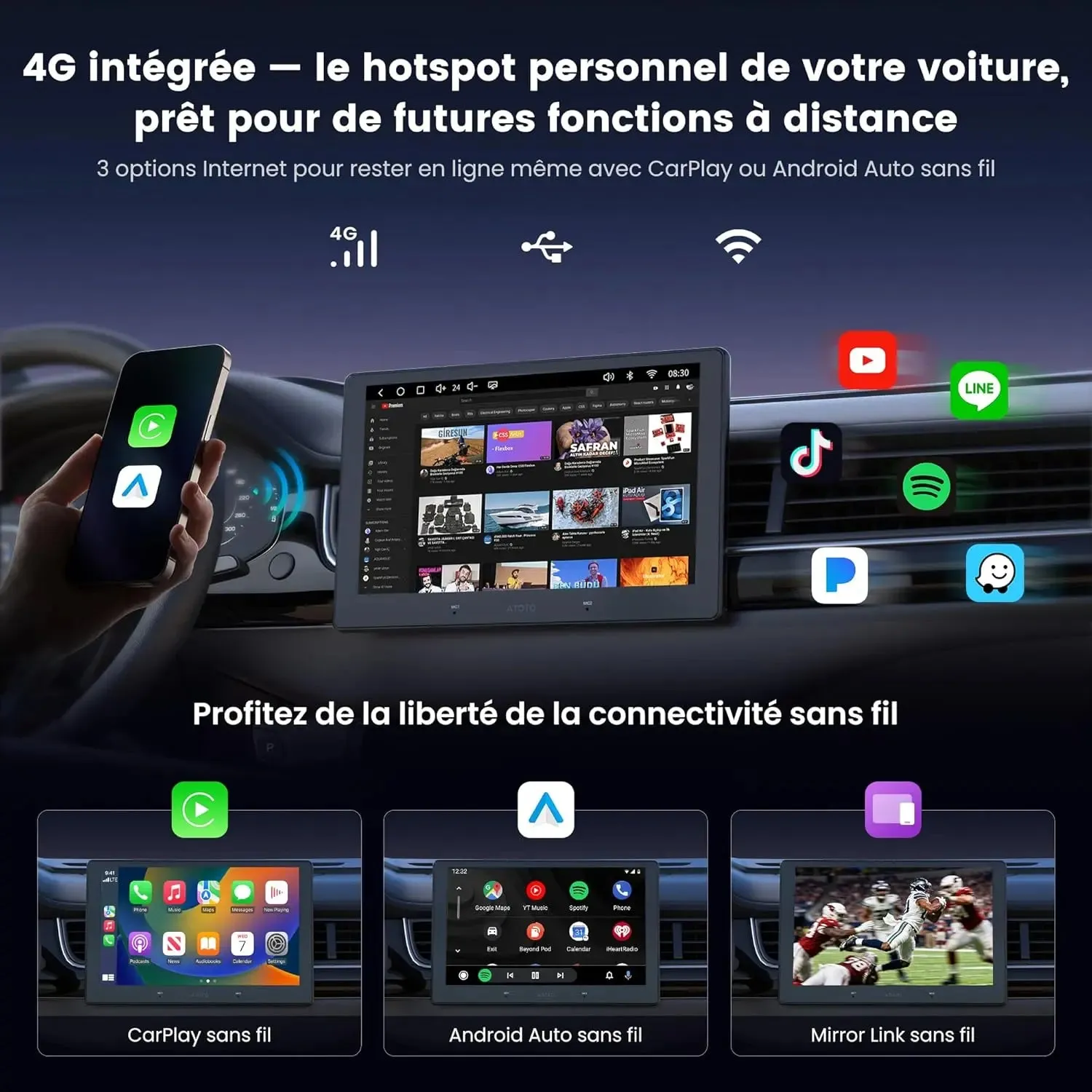 ATOTO S8 S84G211P-S01 autorradio 10,1" QLED 4G 4+64GB cámara