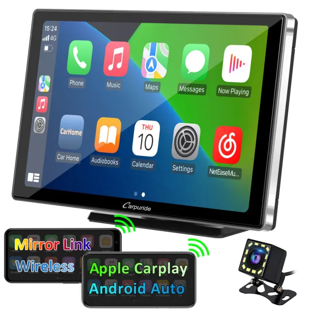 Carpuride 9" pantalla coche CarPlay táctil con cámara