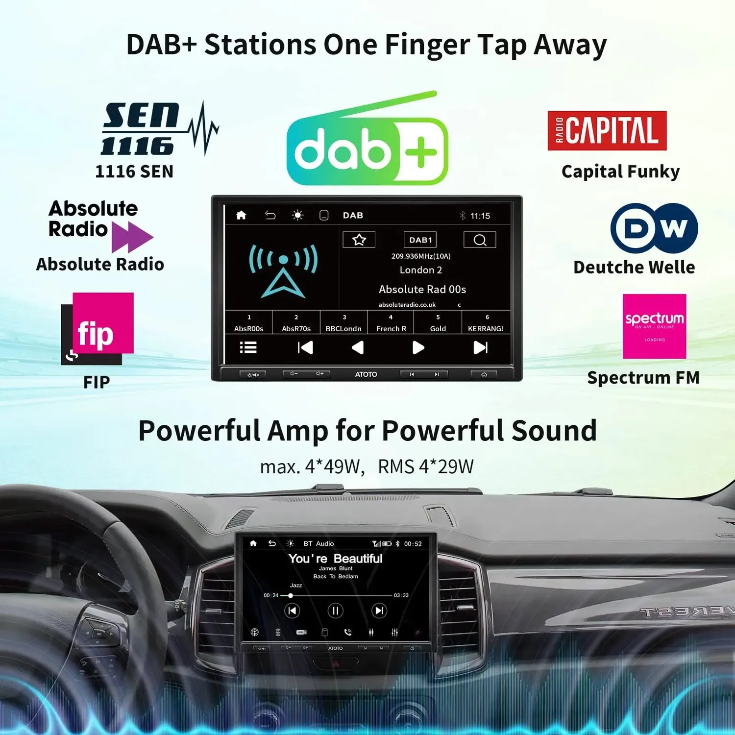 ATOTO F7 F7G110XED autorradio DAB+ 10,1" CarPlay inalámbrico