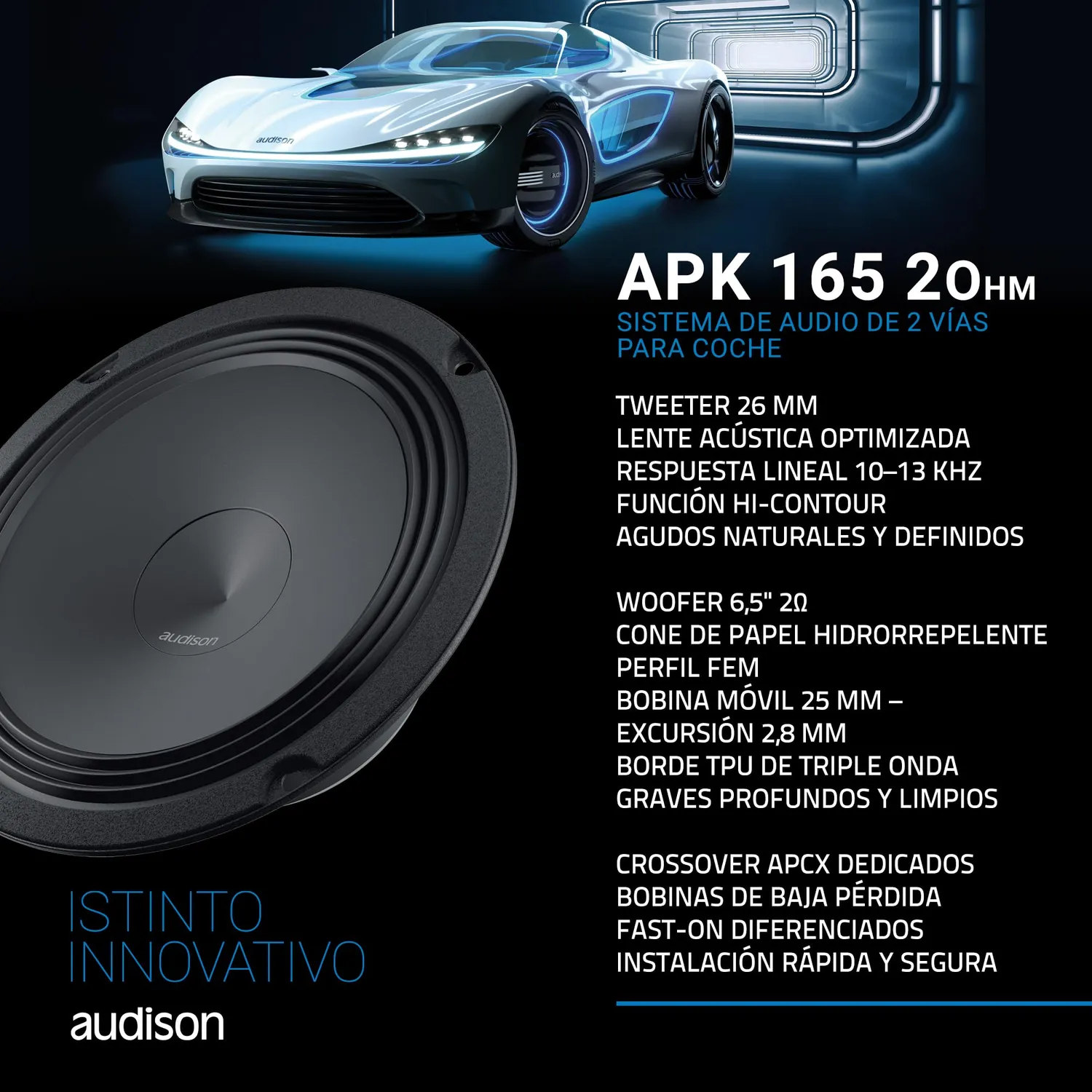 Audison Prima APK 165 kit altavoces 2 vías 165 mm 2 ohm