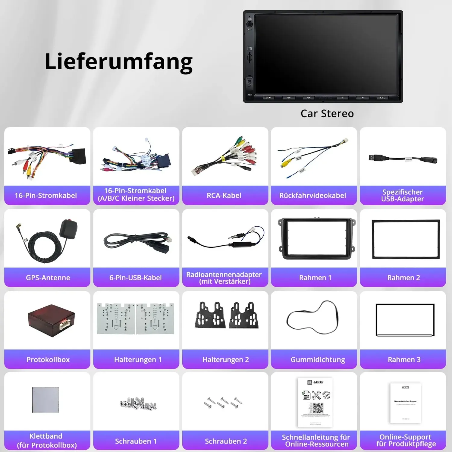 ATOTO A5L Autorradio VW Golf 5 6 7" CarPlay inalámbrico