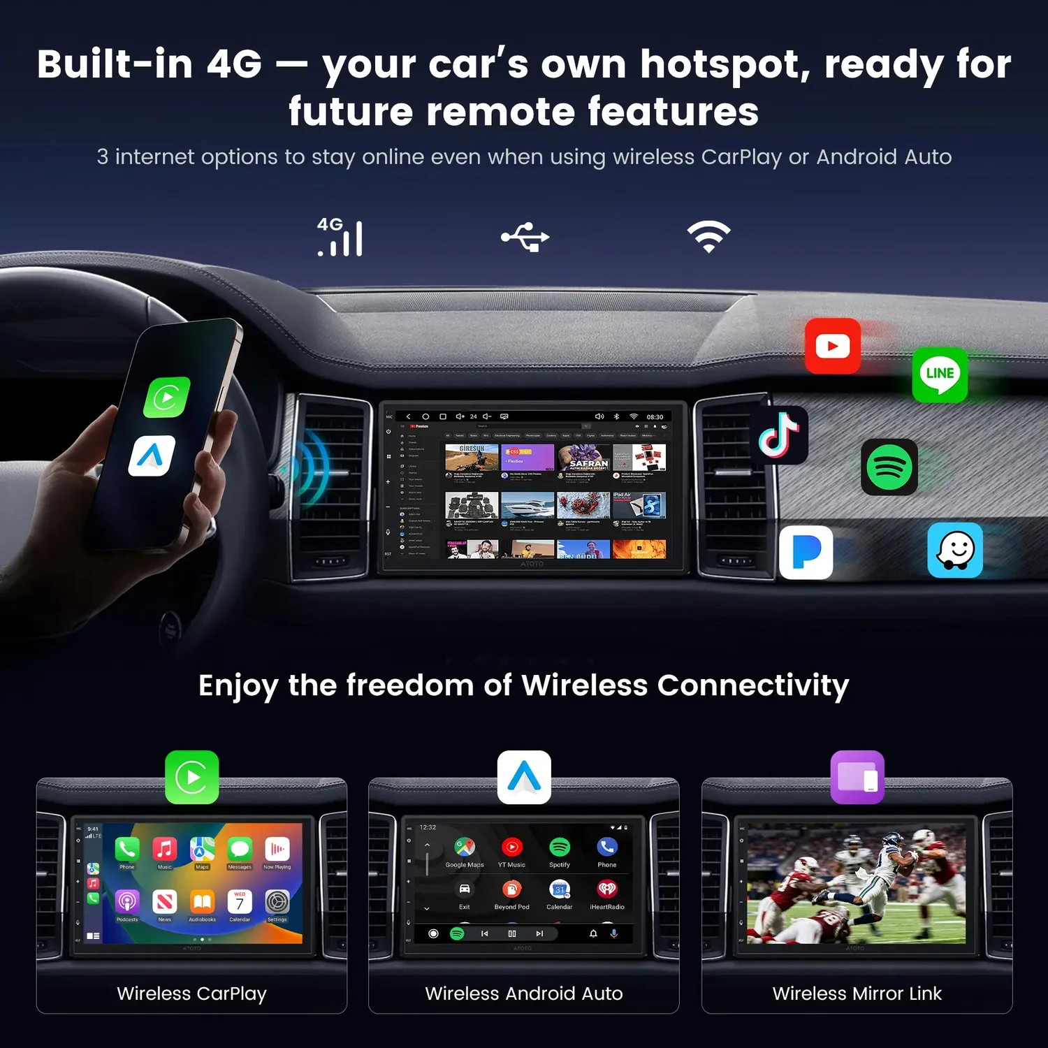 ATOTO S8 S84G225P autorradio 12,5 pulgadas QLED