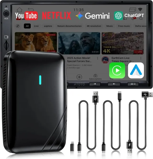 ATOTO CB4A adaptador CarPlay inalámbrico 2+16GB Android 12