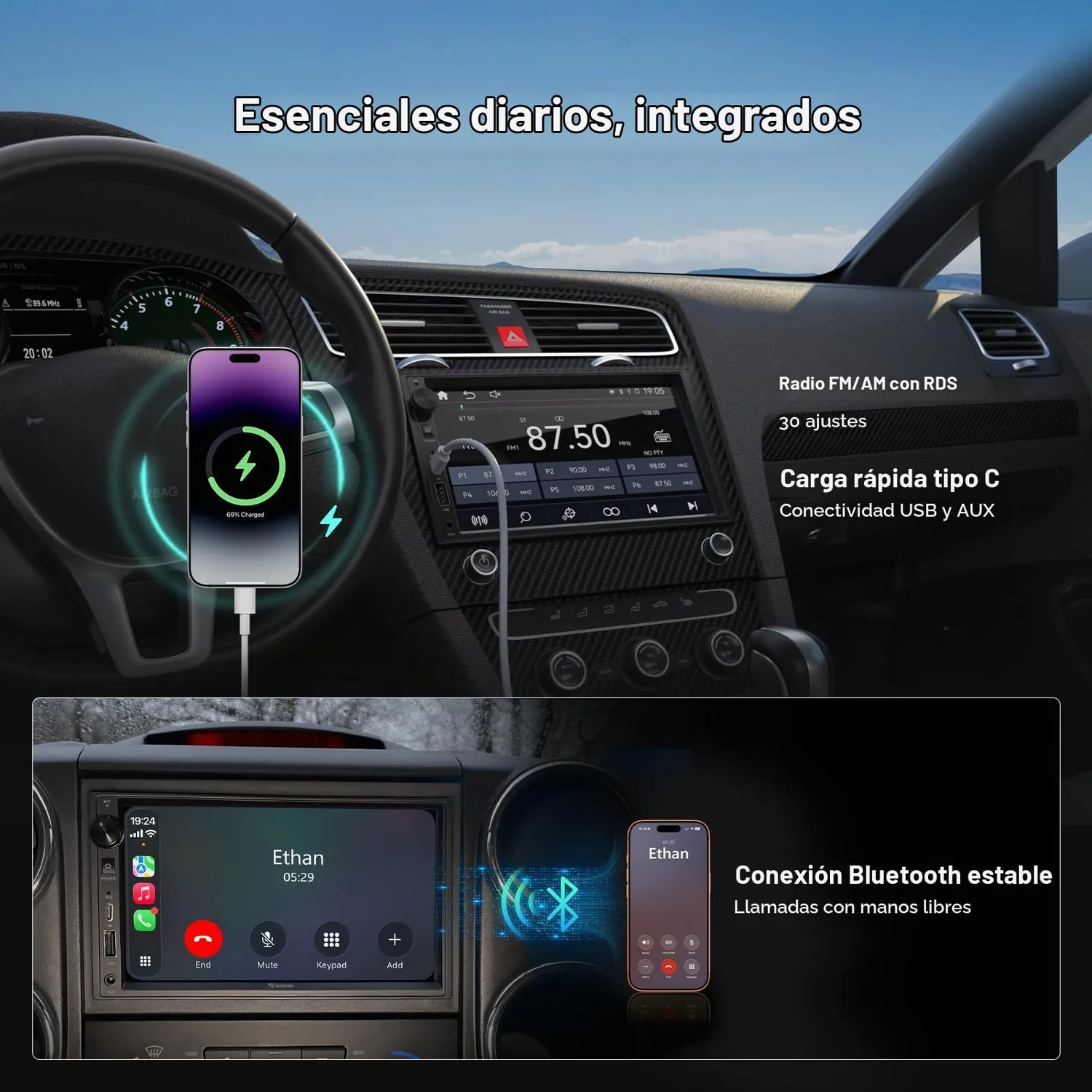 Eonon X3 radio coche doble DIN pantalla 7" CarPlay