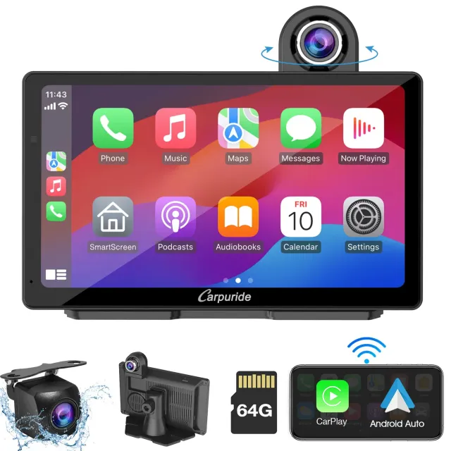 Carpuride W703 pantalla coche 7" CarPlay con cámara