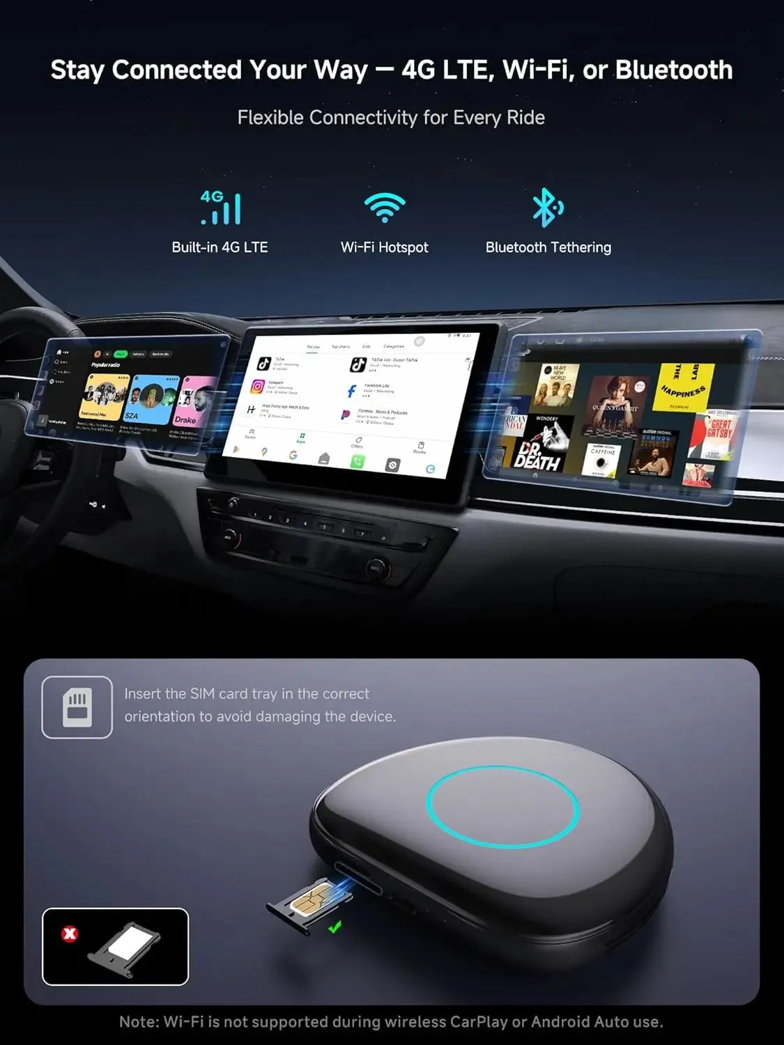 ATOTO CB6 AI Box adaptador CarPlay inalámbrico 8+128GB