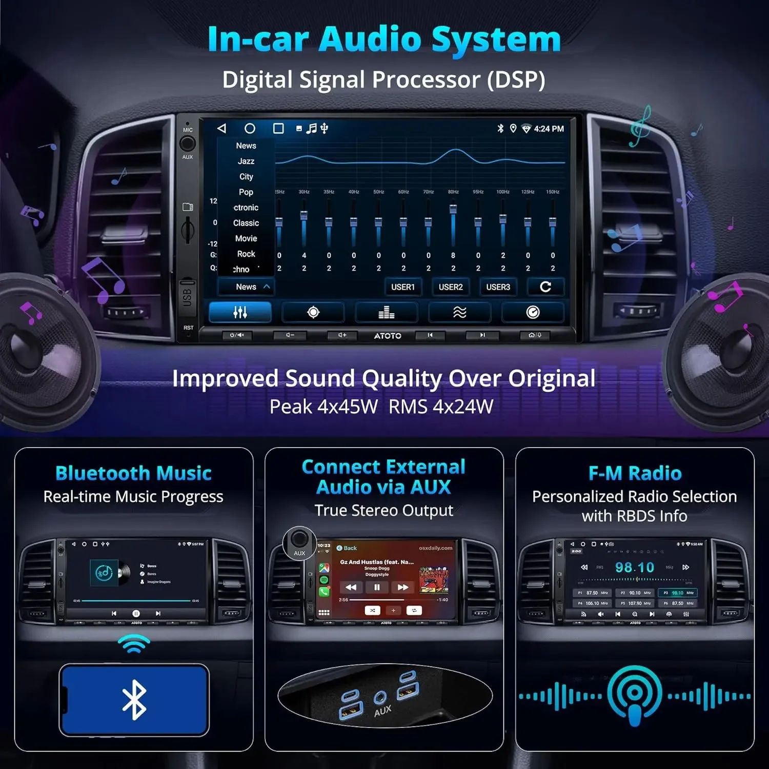 ATOTO A5L A5LG2A7T-S12 autorradio Android 7 pulgadas DSP