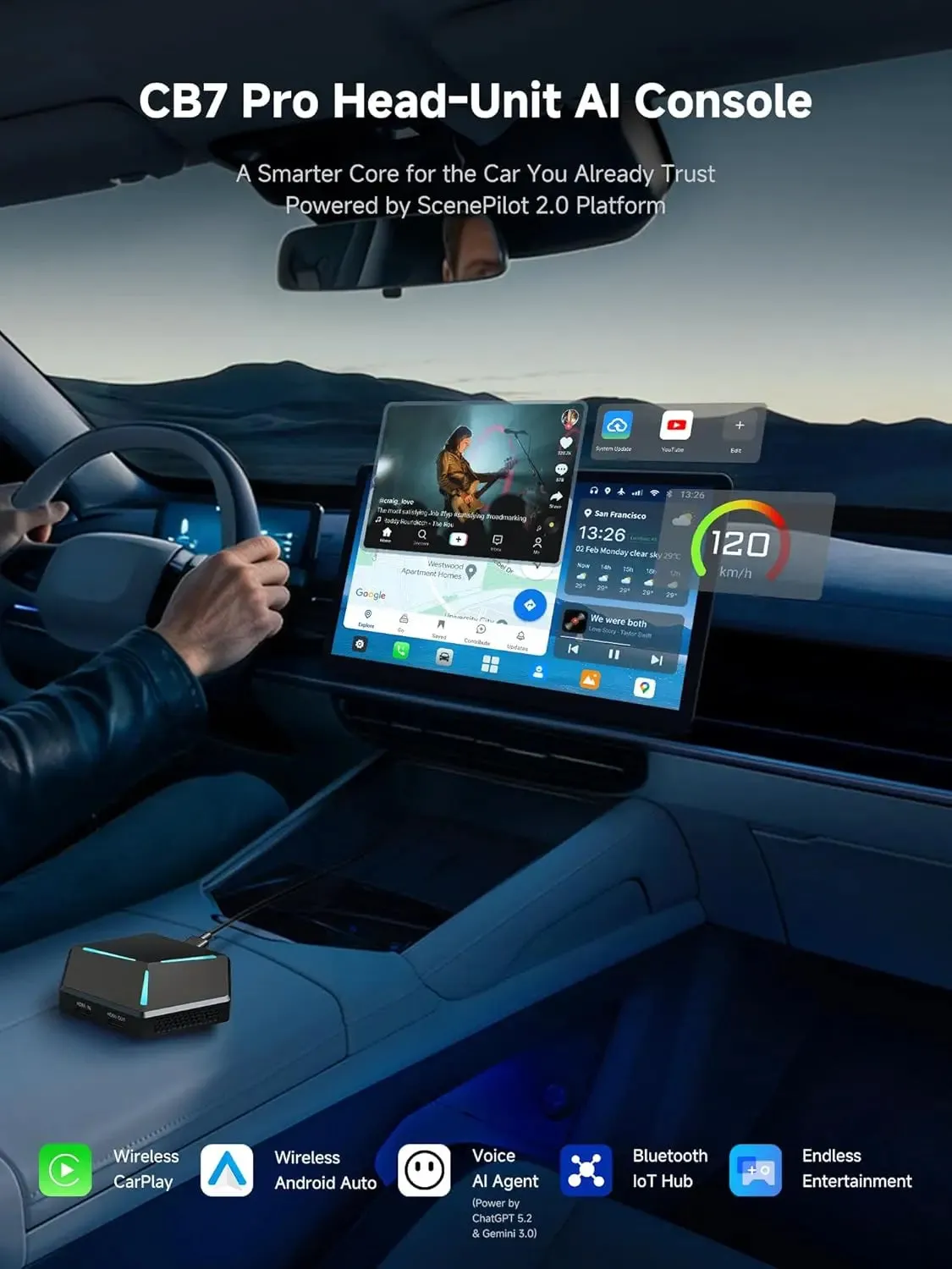 ATOTO CB7PQ Magic AI Box adaptador CarPlay 4G+64G