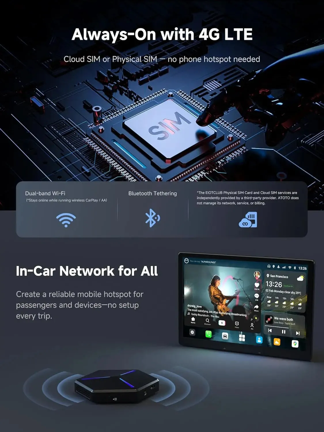 ATOTO CB7Pro AI Box CarPlay inalámbrico con HDMI