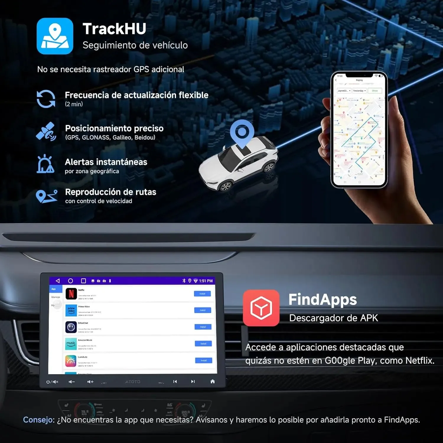 ATOTO A5L A5LG110T radio Android pantalla flotante 10 pulgadas