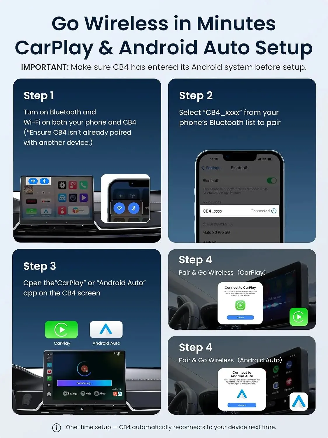 ATOTO CB4DT adaptador CarPlay 4GB+32GB inalámbrico